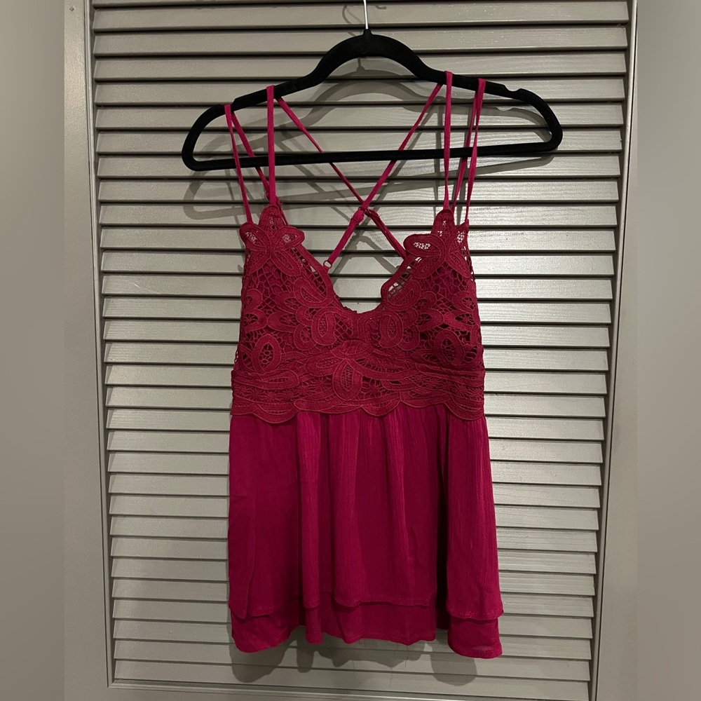 Listicle Red Asymmetrical Embellished Camisole
